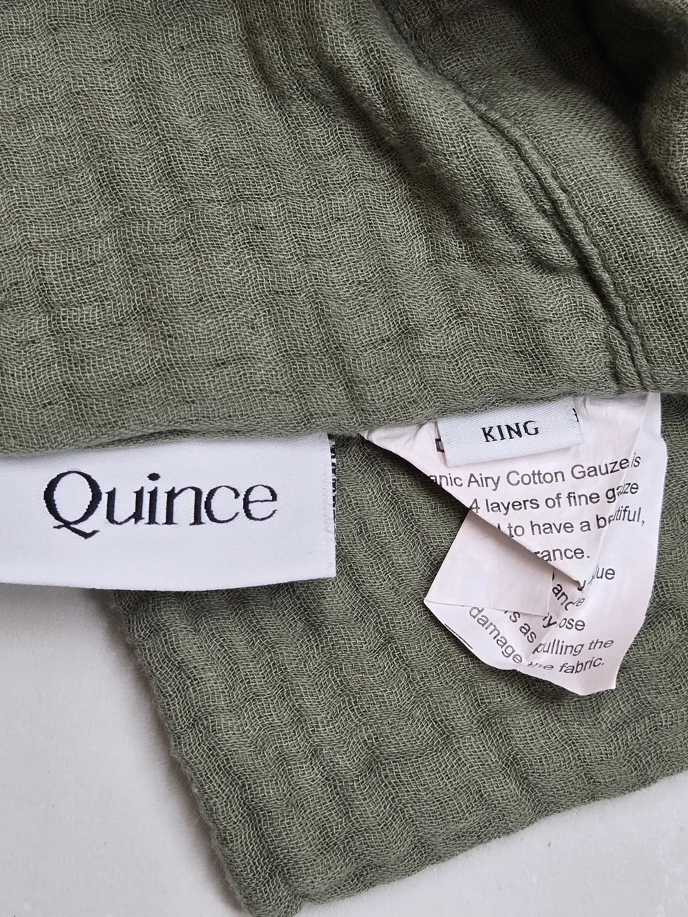 QUINCE Organic Cotton Gauze Duvet Cover Set King/Cal King Olive 8546